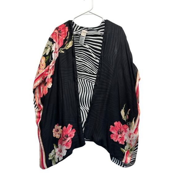 Chico’s Reversible Zebra & Floral Kimono Wrap S/M - Picture 1 of 8